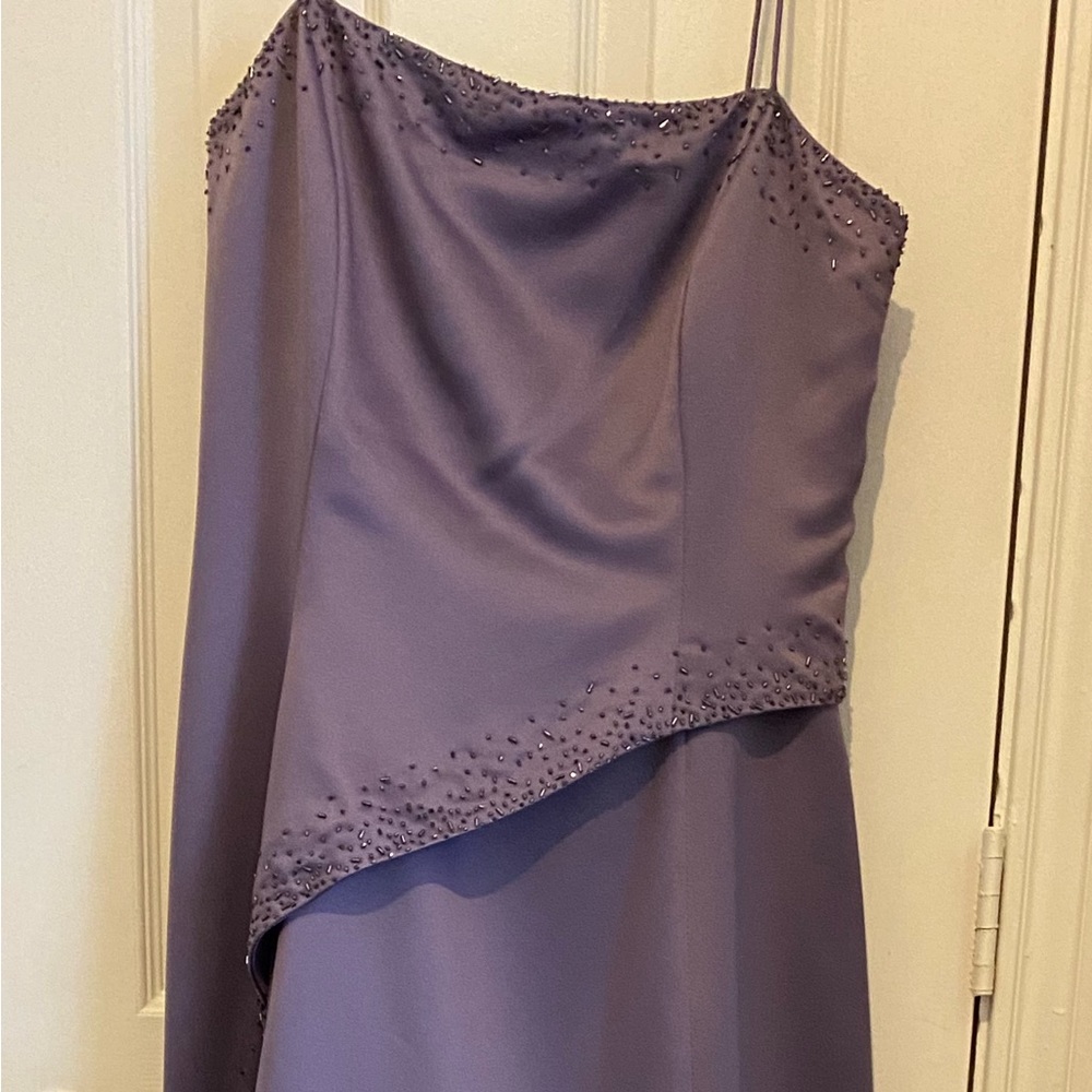 Beautiful bead formal with spaghetti straps and shawl